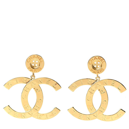 Chanel Metal Large Paris Button Earrings Gold 1 of 4