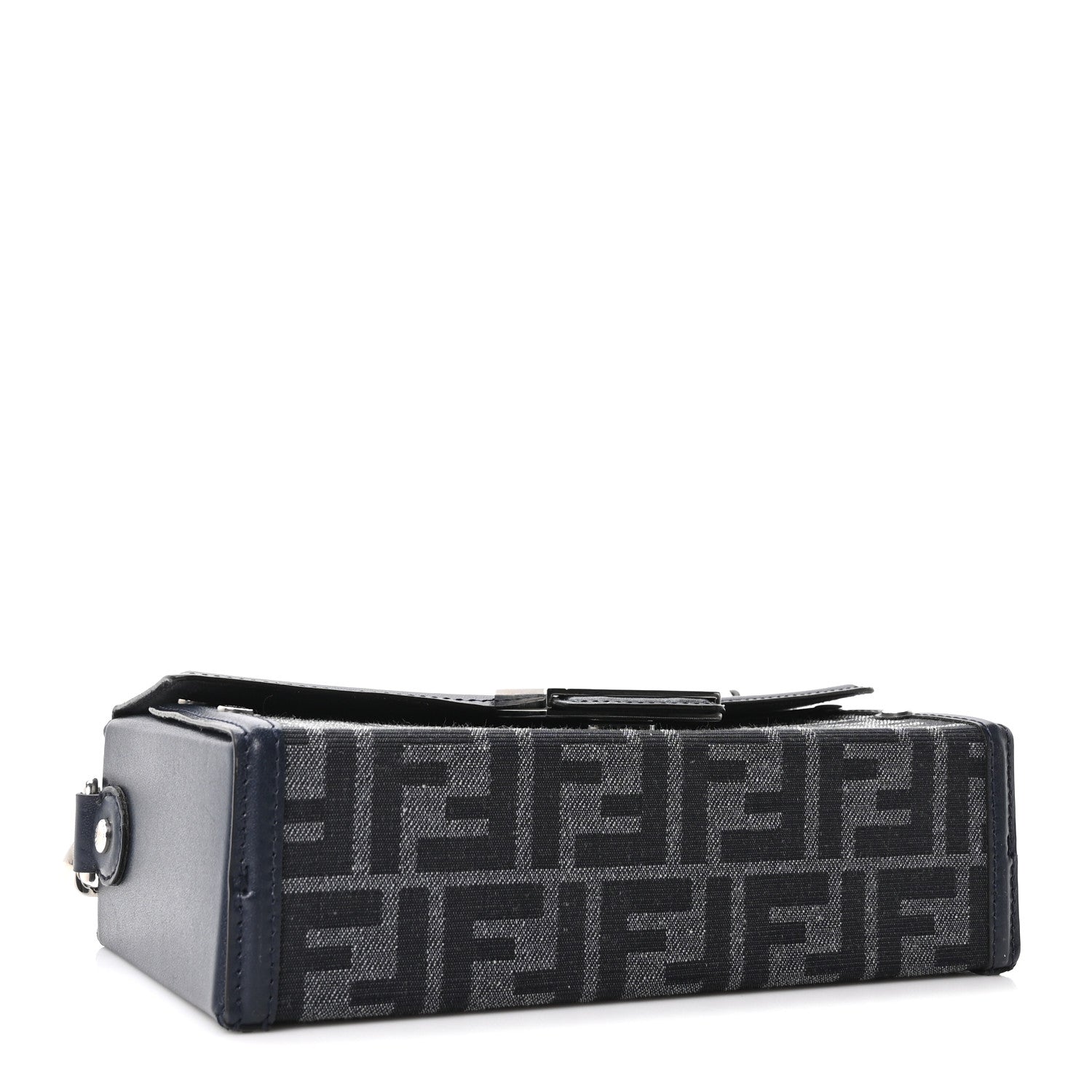 Fendi Recycled Fabric Jacquard Vitello King FF 1974 Baguette Soft Trunk  Blue 4 of 10