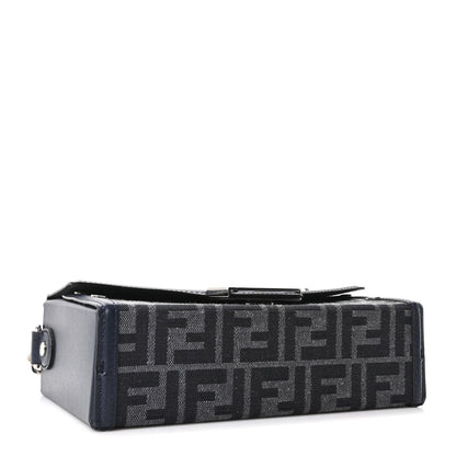 Fendi Recycled Fabric Jacquard Vitello King FF 1974 Baguette Soft Trunk  Blue 4 of 10