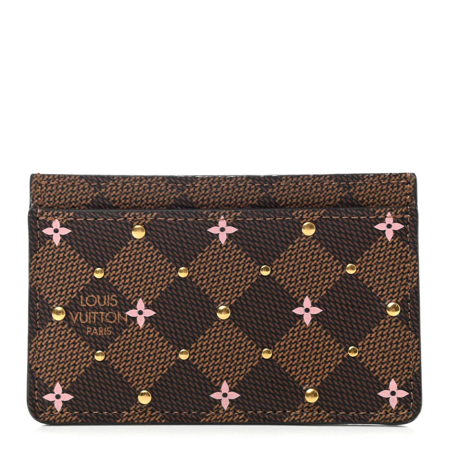 Damier Ebene Studded Card Holder
