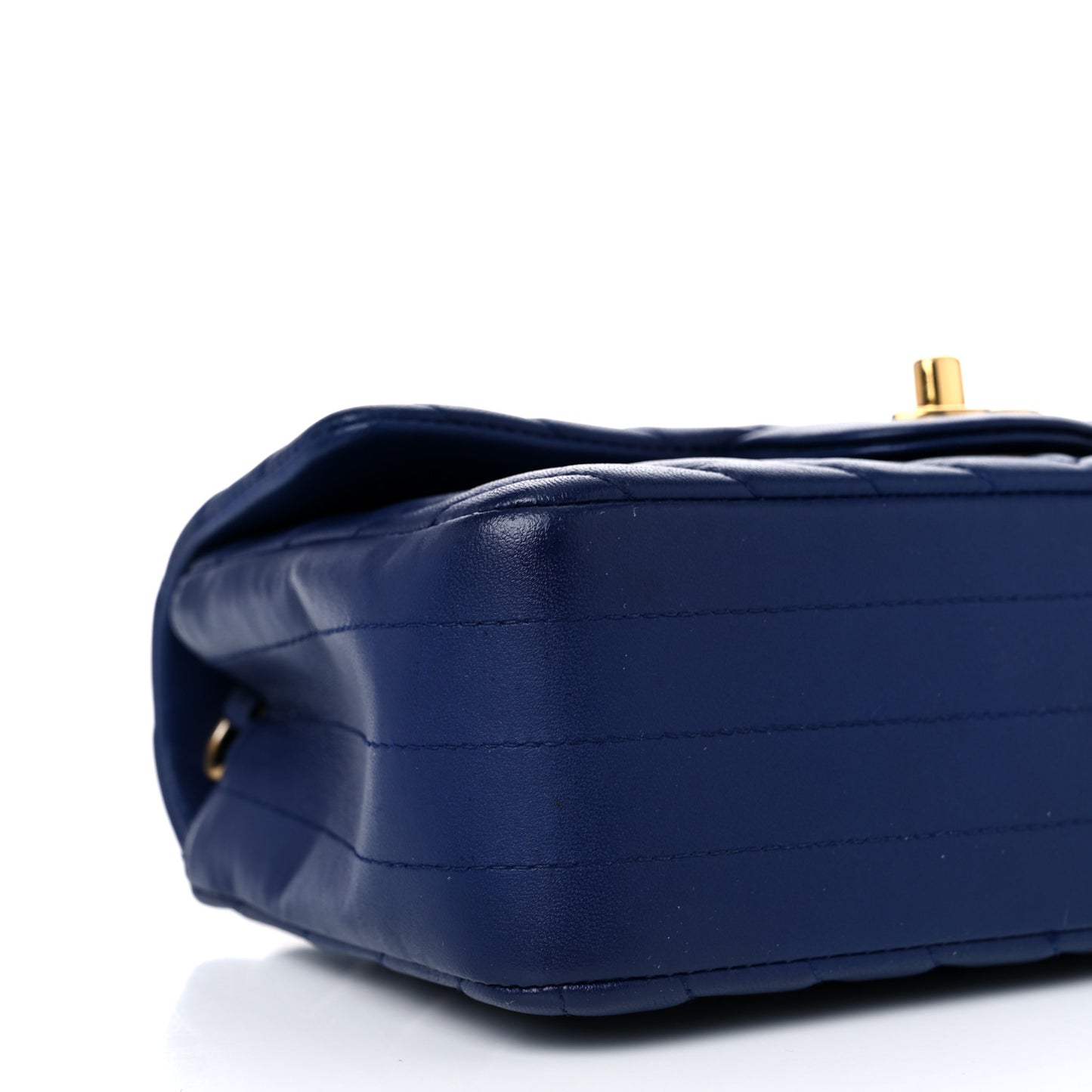 Lambskin Chevron Quilted Mini Rectangular Flap Blue