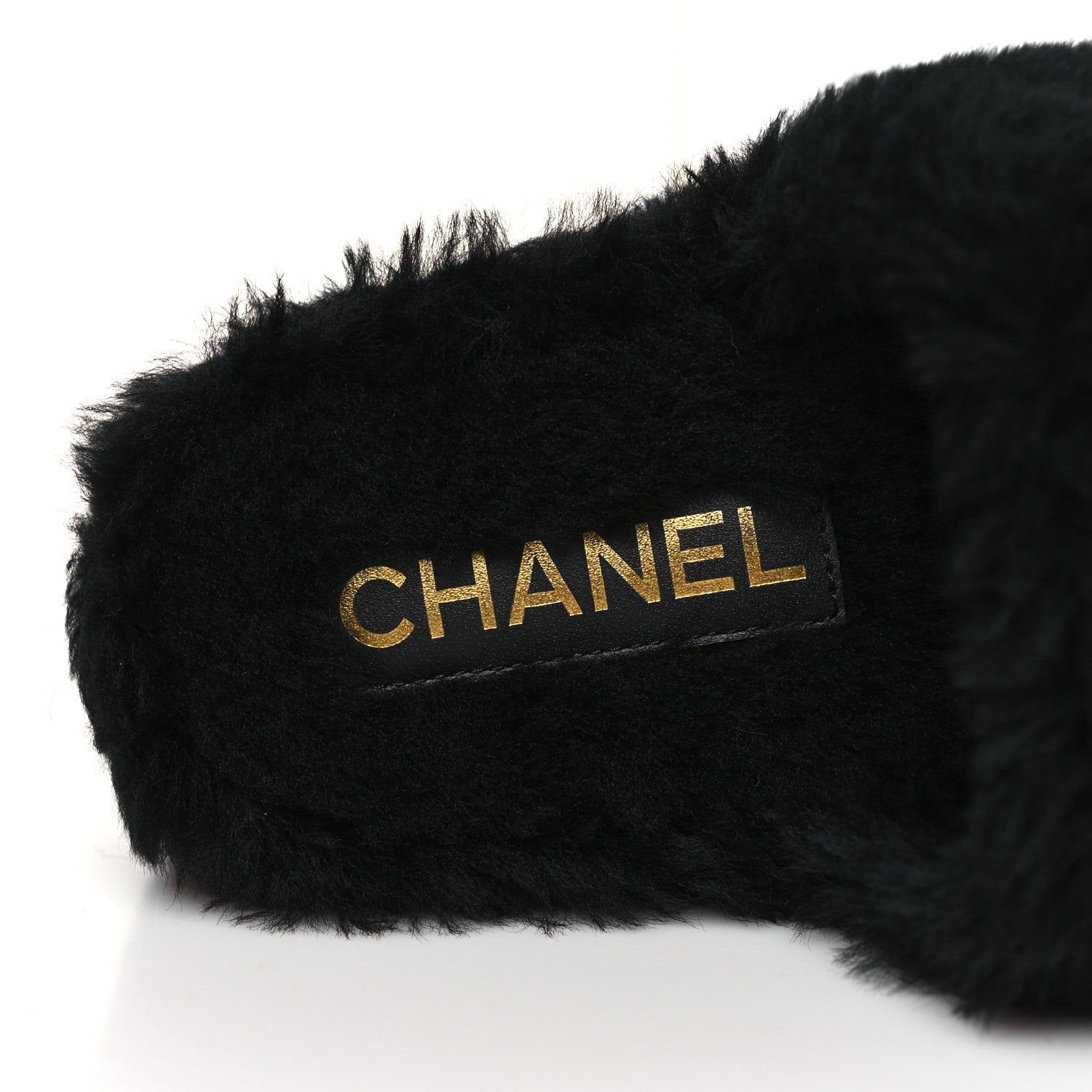 Chanel Shearling CC Flat Mules 37 Black 7 of 18