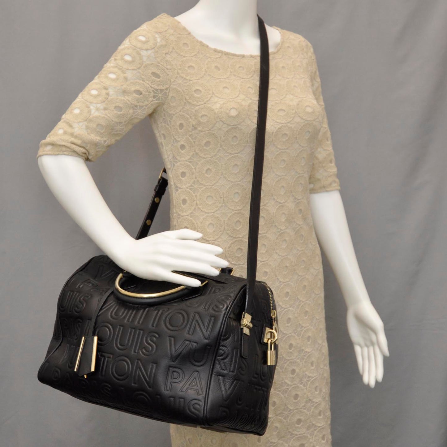 Calfskin Embossed Speedy Cube 30 Black