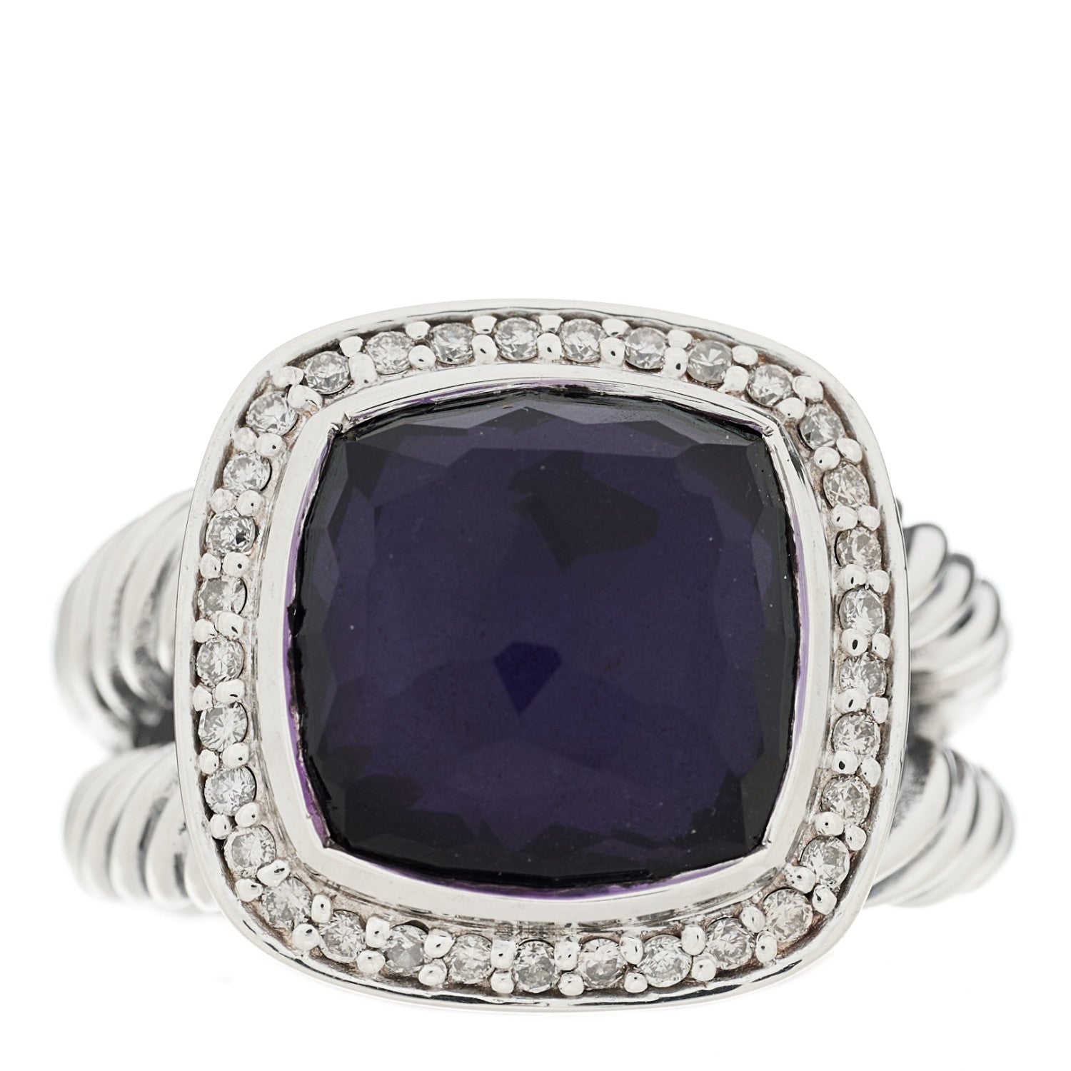 David Yurman Sterling Silver Diamond Black Orchid 11mm Albion Ring 55 7.25 1 of 4