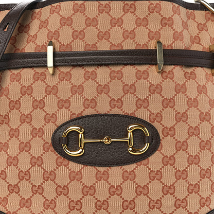 Gucci Monogram Textured Dollar Calfskin Horsebit 1955 Cinch Top Messenger Bag Beige Ebony Cocoa 8 of 10