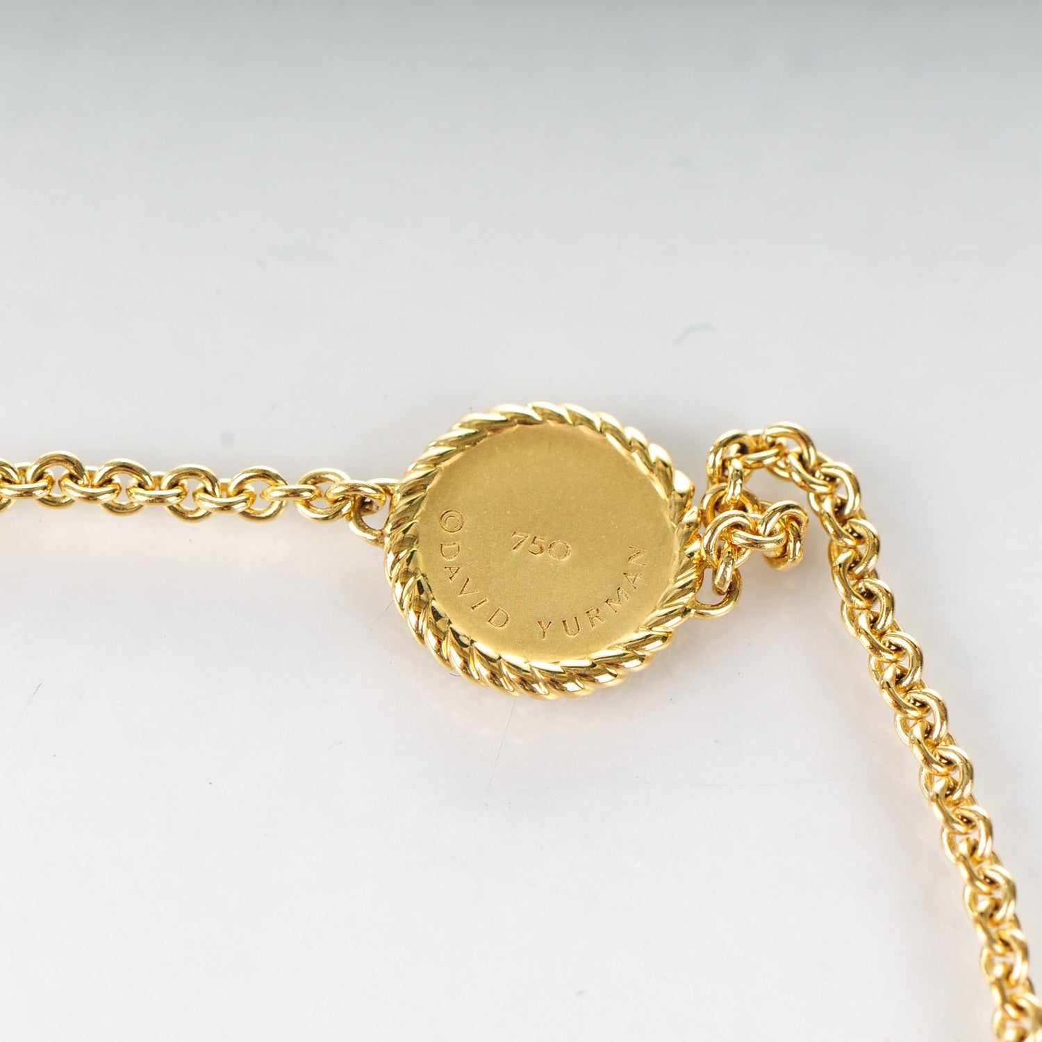 David Yurman 18K Yellow Gold Diamond Blue Sapphire Cable Collectibles Evil Eye Bracelet 5 of 6