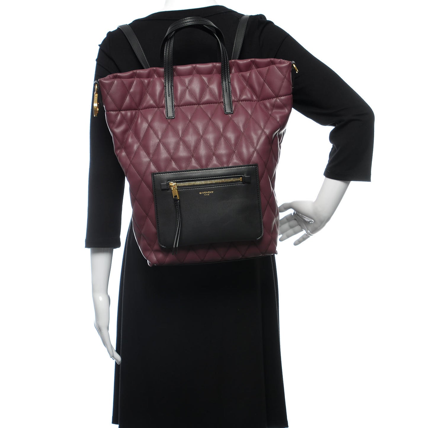 Rubberized Canvas Quilted Duo Backpack Aubergine