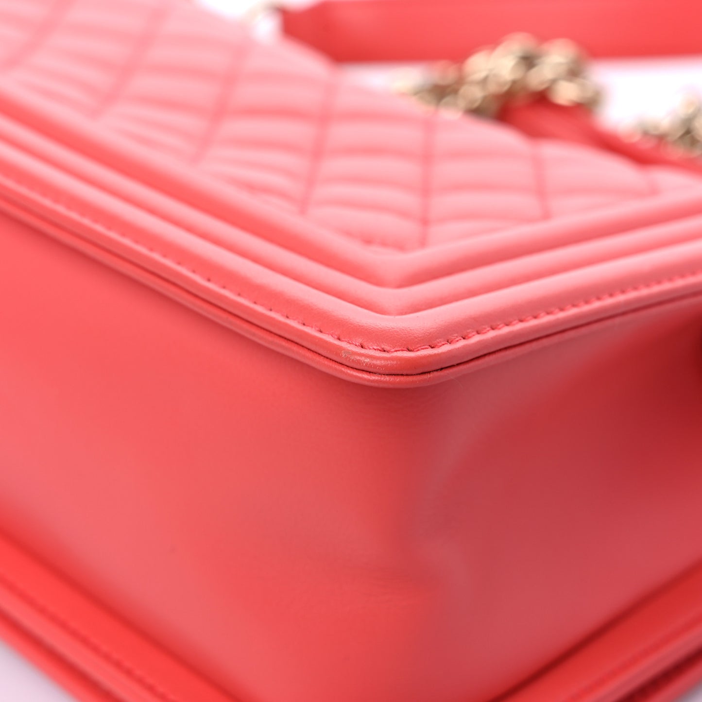 Calfskin Quilted Medium Boy Flap Coral