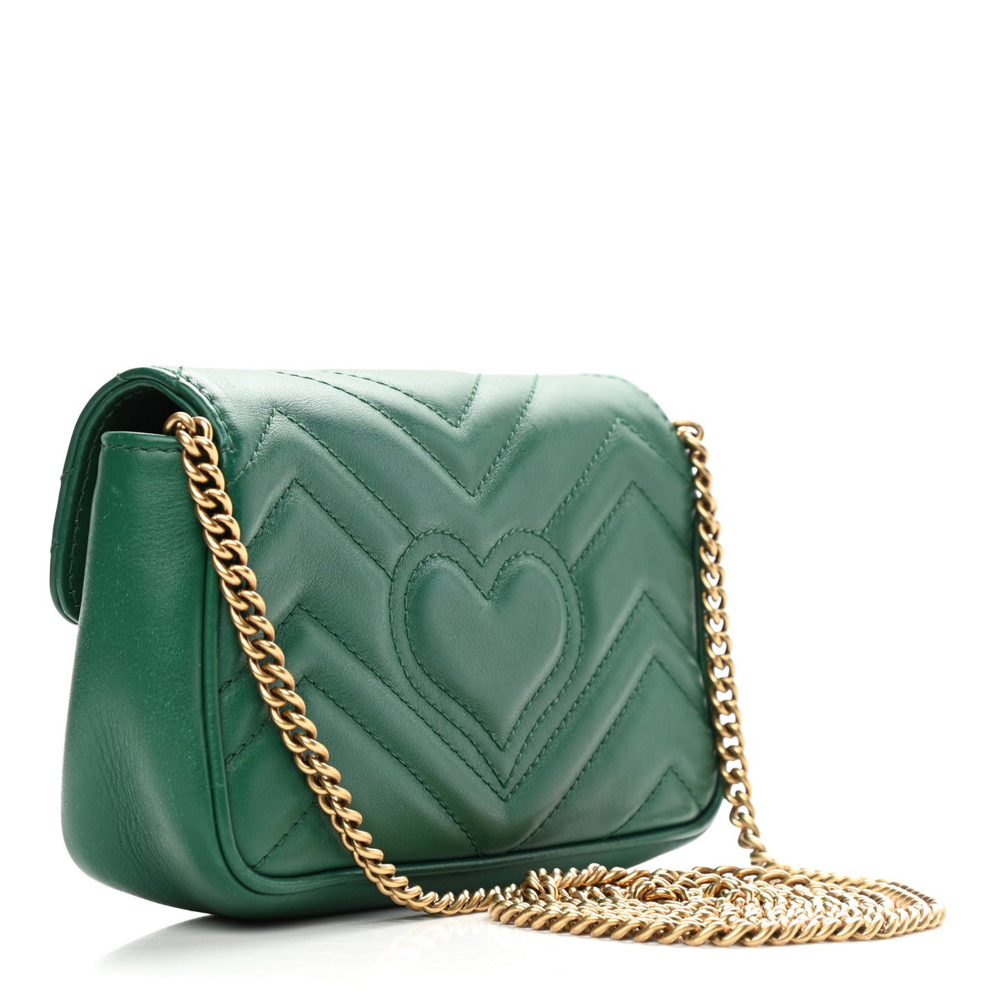 Calfskin Matelasse Super Mini GG Marmont Shoulder Bag Emerald Green