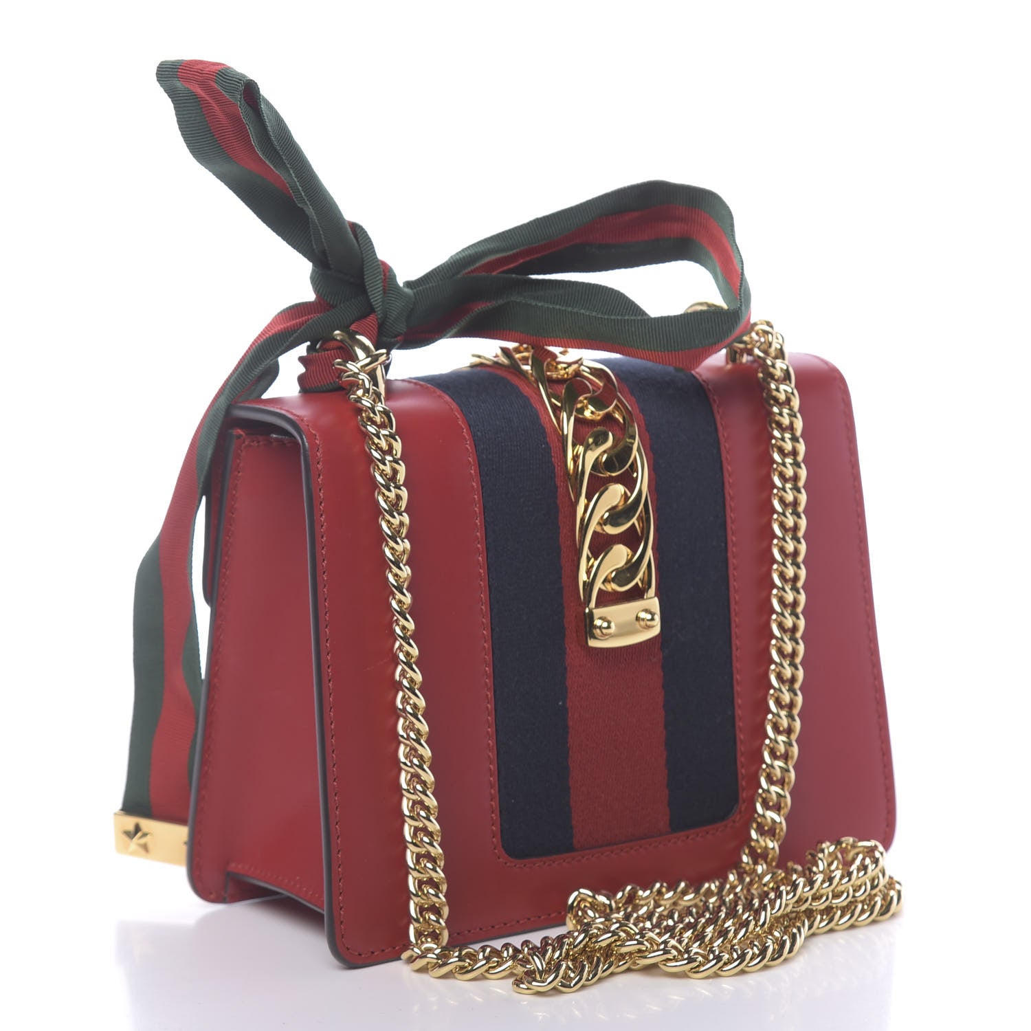 Gucci Calfskin Mini Sylvie Chain Shoulder Bag Hibiscus Red 3 of 10