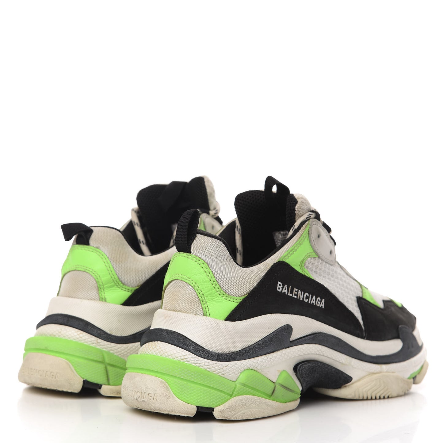 Fabric Mesh Womens Triple S Sneakers 39 White Green Fluo Black