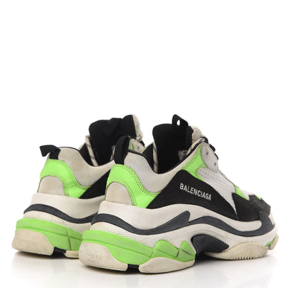 Balenciaga Fabric Mesh Womens Triple S Sneakers 39 White Green Fluo Black 4 of 11