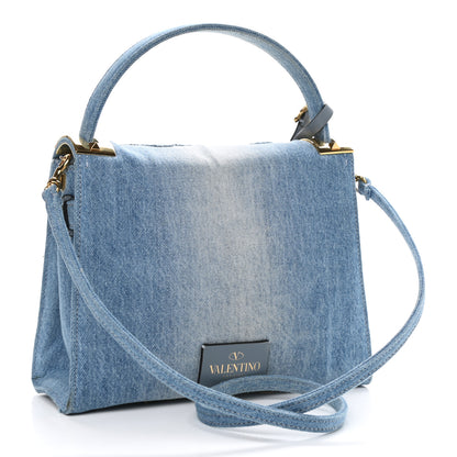 Valentino Garavani Denim Butterfly Small My Rockstud Frame Bag Light Blue 3 of 9
