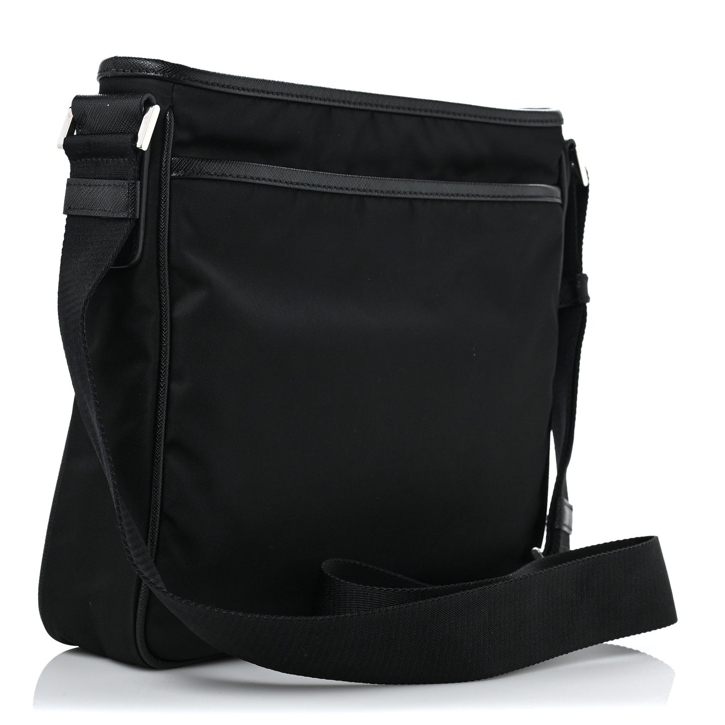 Tessuto Nylon Saffiano Flat Messenger Bag Black