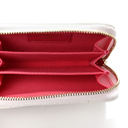 Chanel Caviar Quilted Perforated CC Zip Coin Purse White 5 of 8