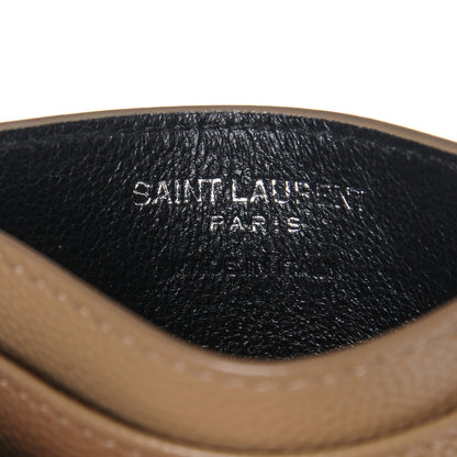Saint Laurent Grain De Poudre Matelasse Chevron Monogram Credit Card Case Dark Beige 6 of 6
