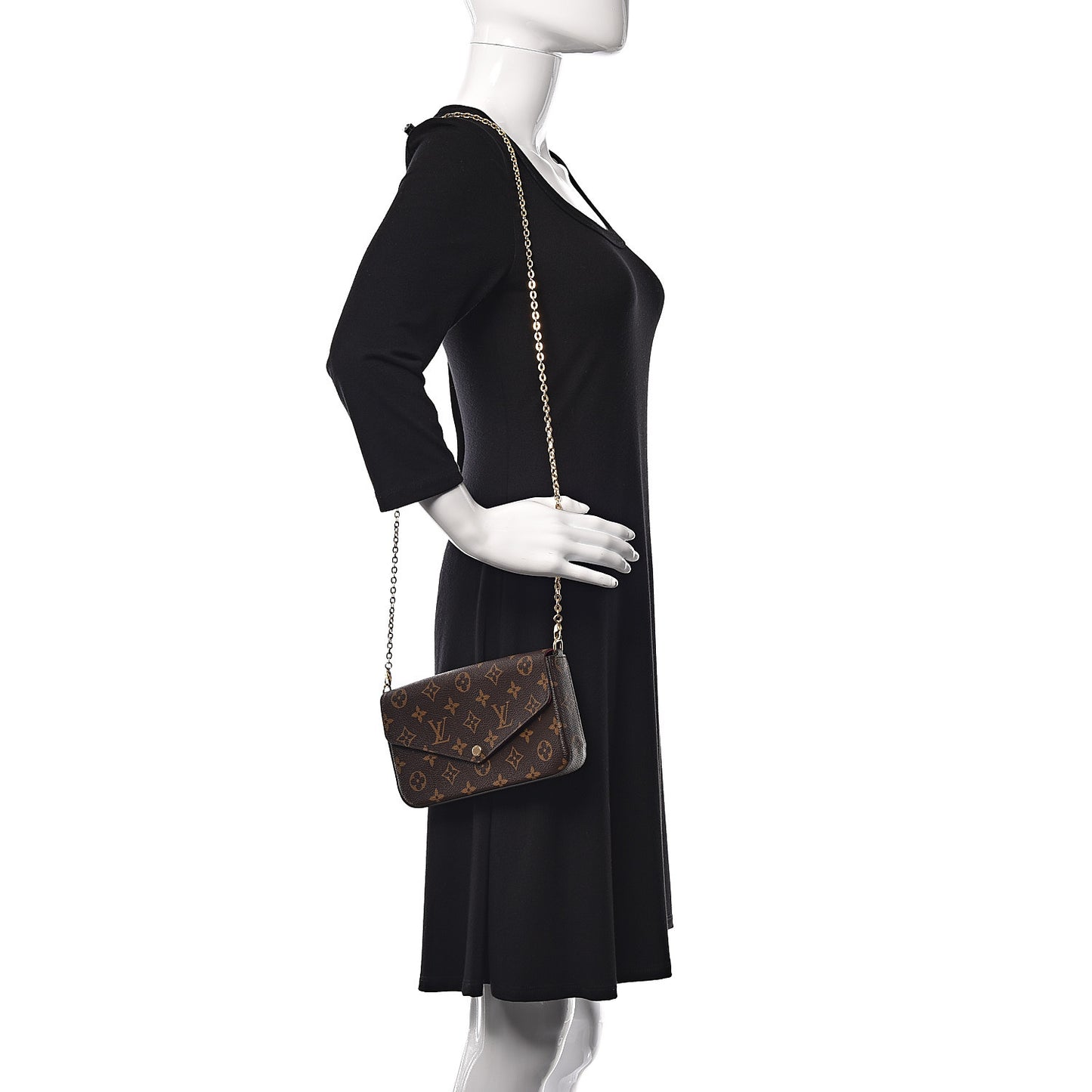 Monogram Pochette Felicie Chain Wallet Fuchsia