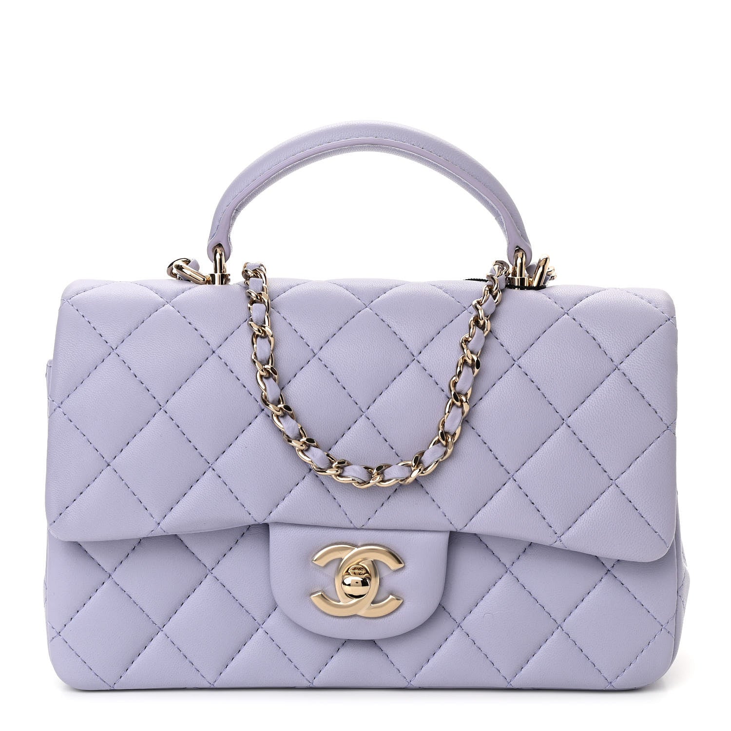 Chanel Lambskin Quilted Mini Top Handle Rectangular Flap Light Purple 1 of 10