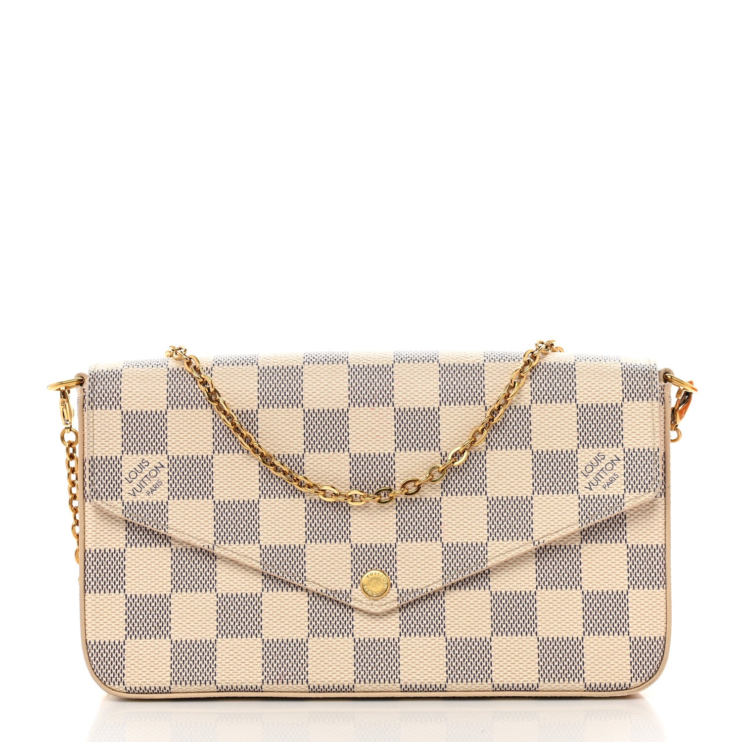 Louis Vuitton Damier Azur Pochette Felicie Chain Wallet Rose Ballerine 3 of 16
