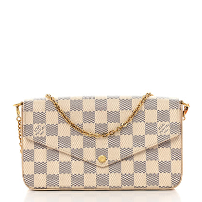 Louis Vuitton Damier Azur Pochette Felicie Chain Wallet Rose Ballerine 3 of 16