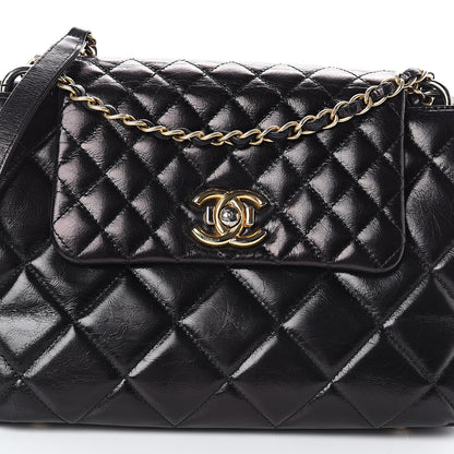 Chanel Aged Glazed Calfskin Quilted Small Daily Walk Flap Black 7 of 9