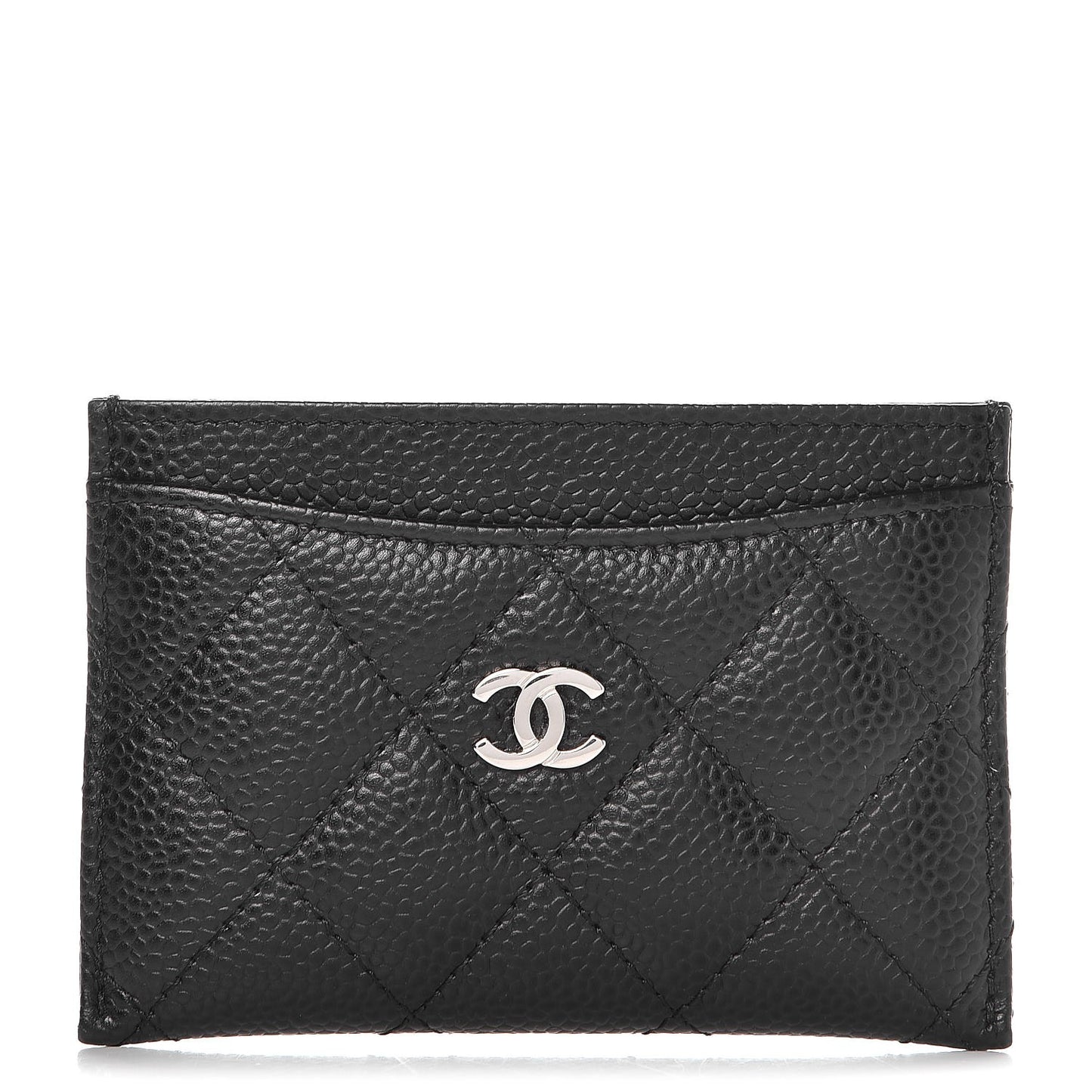 Caviar Quilted Card Holder Black