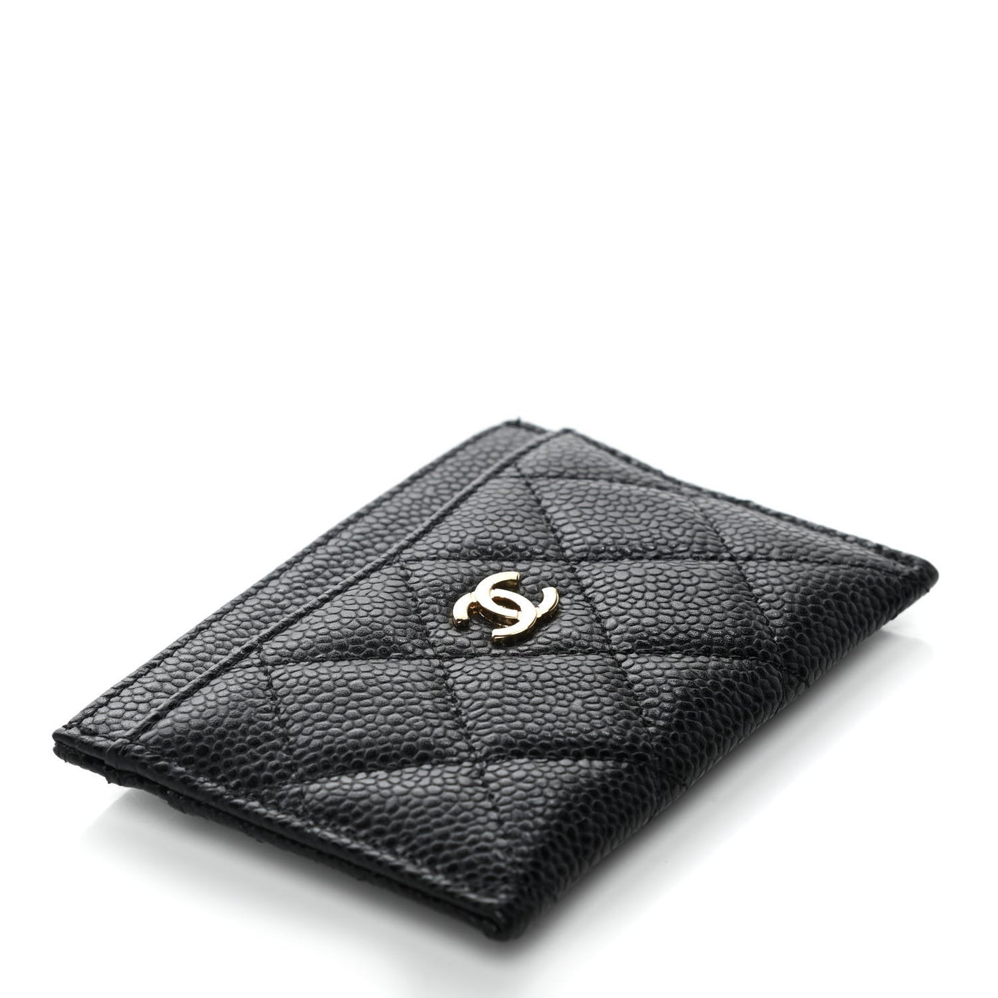 Caviar Quilted Card Holder Black