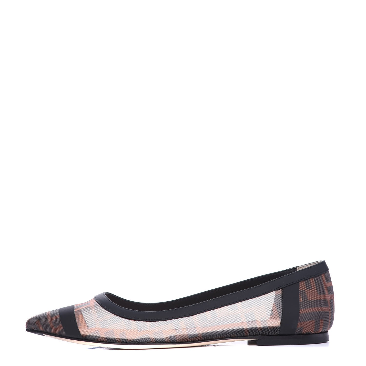 Fendi Mesh FF Skimmer Ballerina Flats 39 Tobacco Moro Black 1 of 8