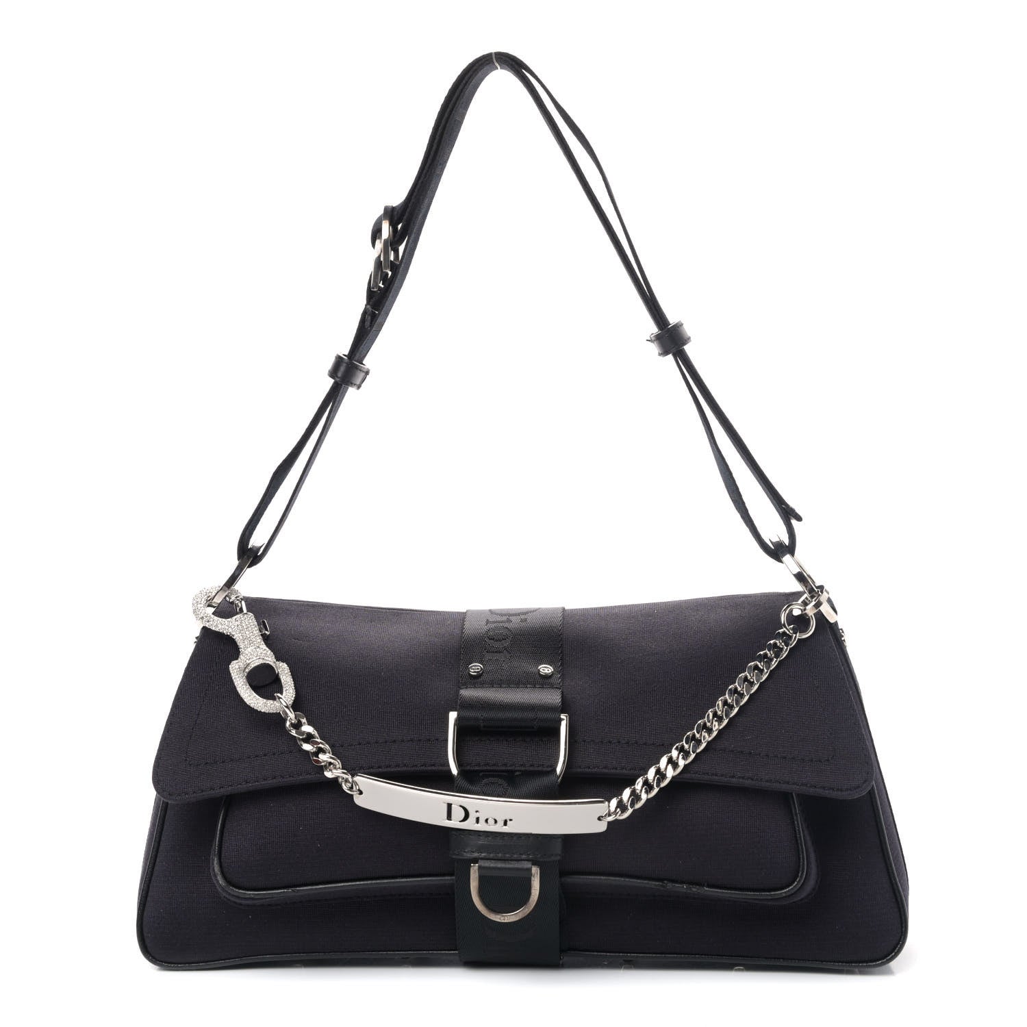Christian Dior Silk Jersey Crystal Hardcore Clutch Black 1 of 6