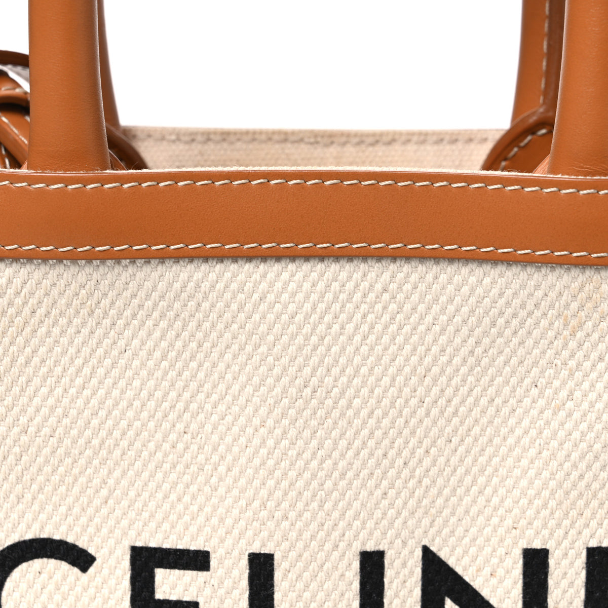Canvas Calfskin Mini Vertical Cabas Natural Tan