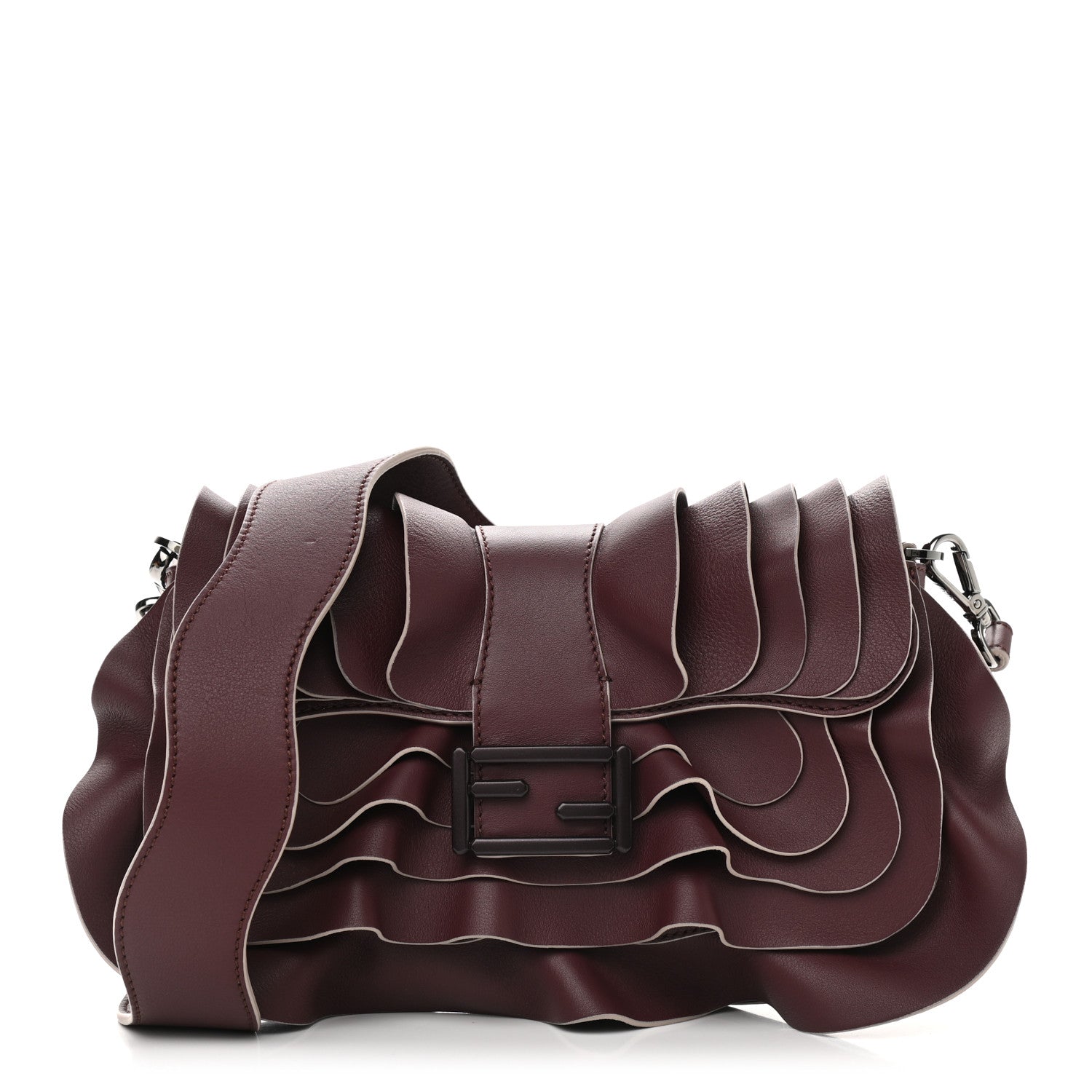 Fendi Vitello Seta Multi Waves Baguette Bordeaux 1 of 10