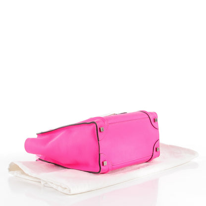 Celine Drummed Calfskin Micro Luggage Fluo Pink 4 of 9