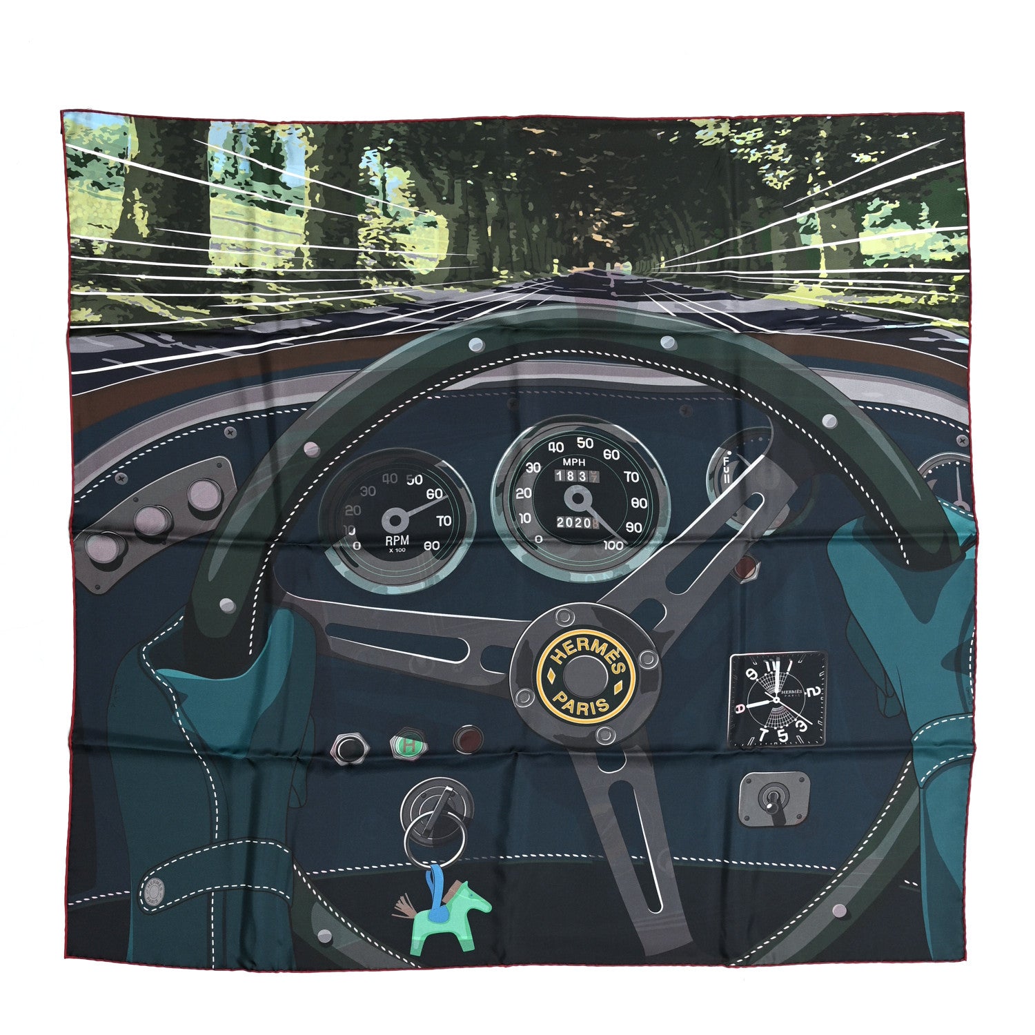 Hermes Silk Double Face Formula One Scarf 90 Marine Colvert 1 of 5