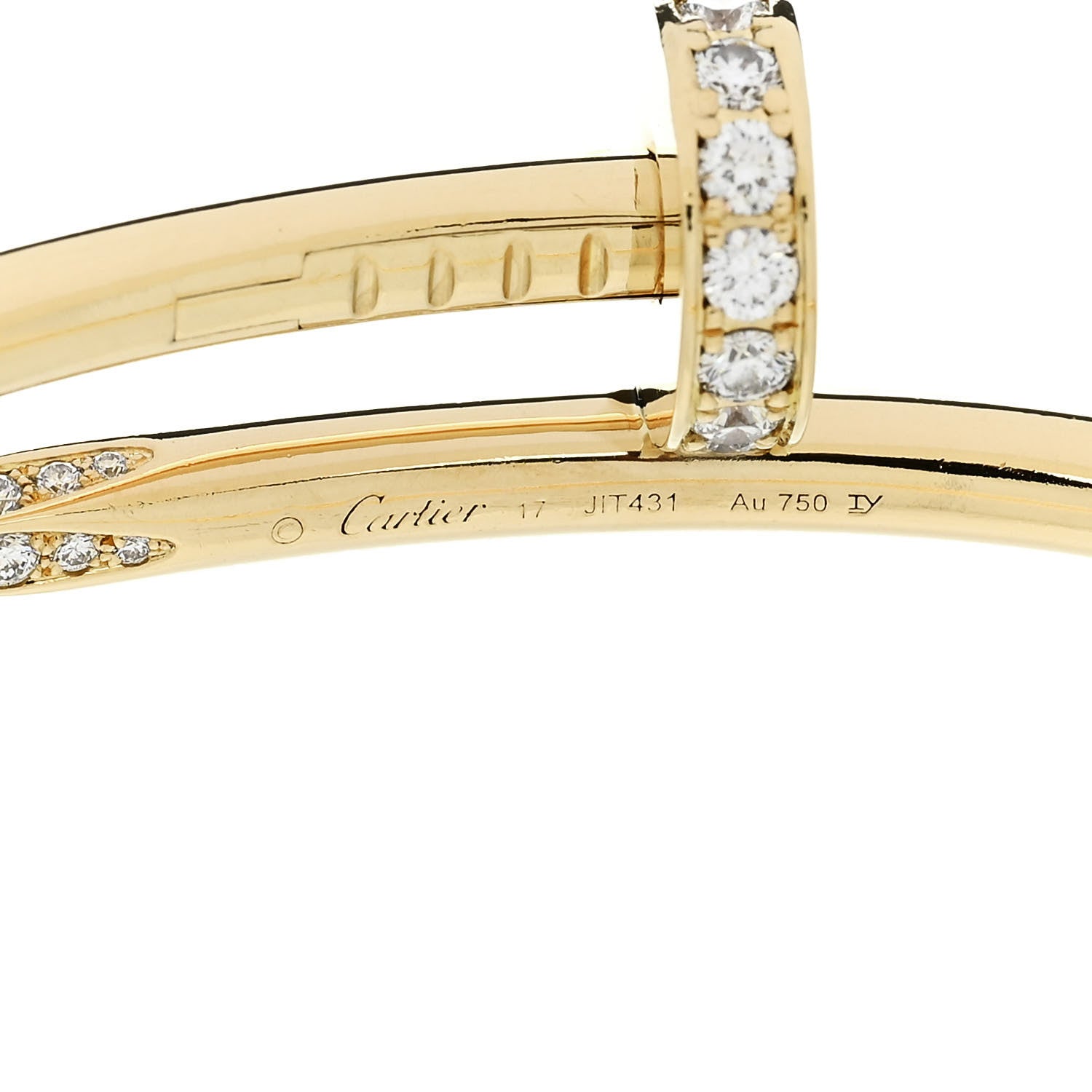 Cartier 18K Yellow Gold Diamond Juste Un Clou Bracelet 17 4 of 5