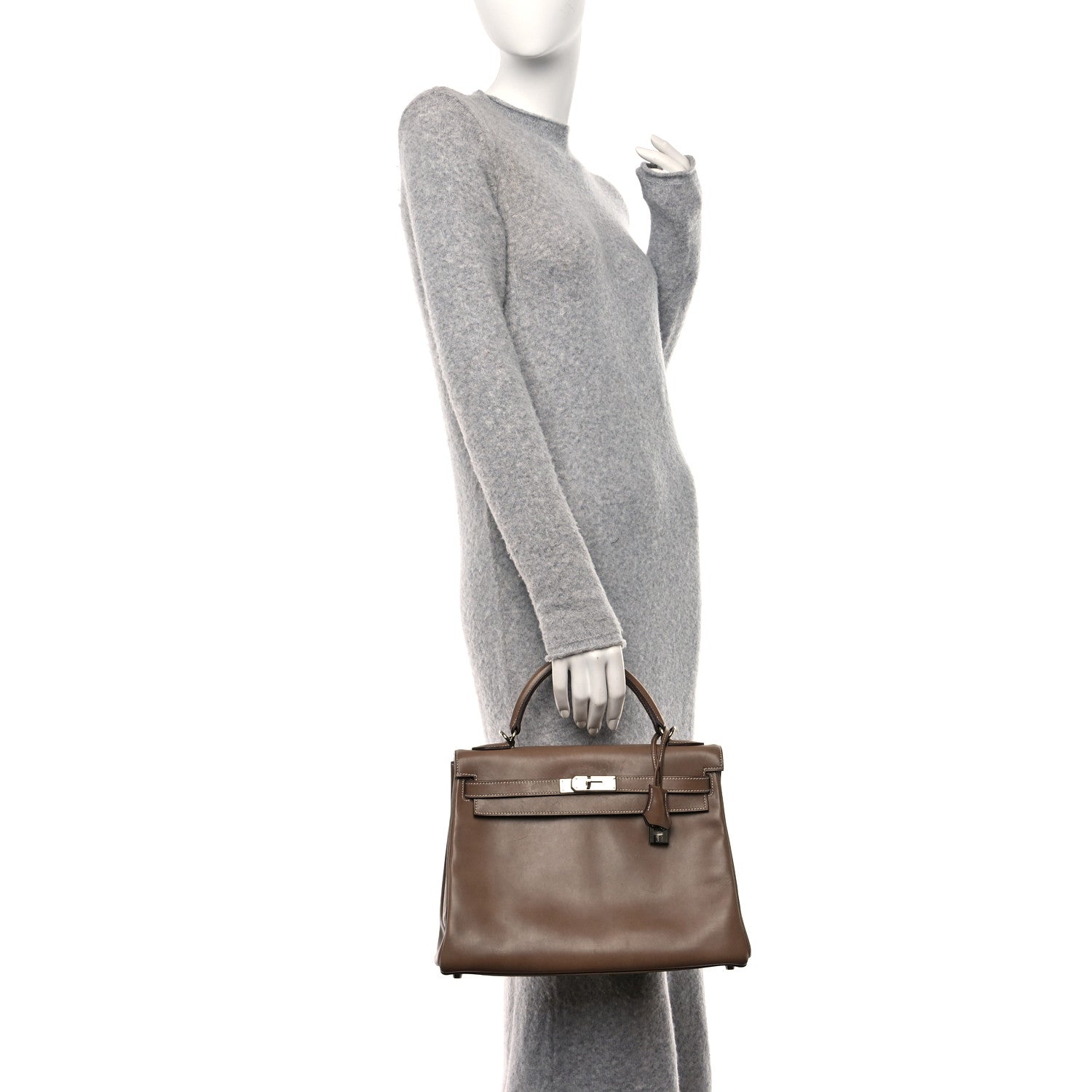 Hermes Tadelakt Kelly Retourne 32 Etoupe 2 of 20