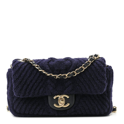 Chanel Cable Knit Mini Paris-Hamburg Flap Navy Blue 1 of 10