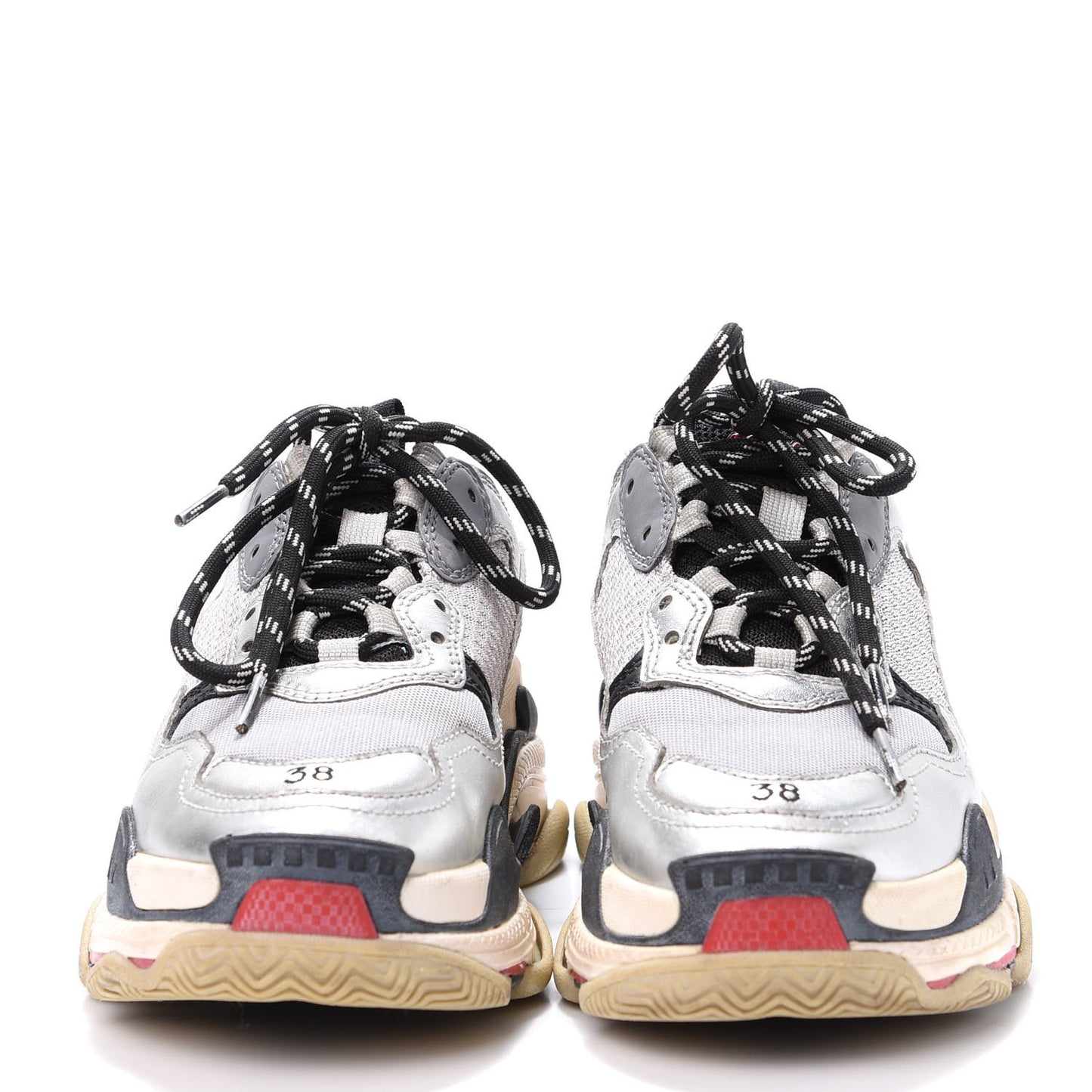 Mesh Nubuck Womens Triple S Sneakers 38 Black Argent