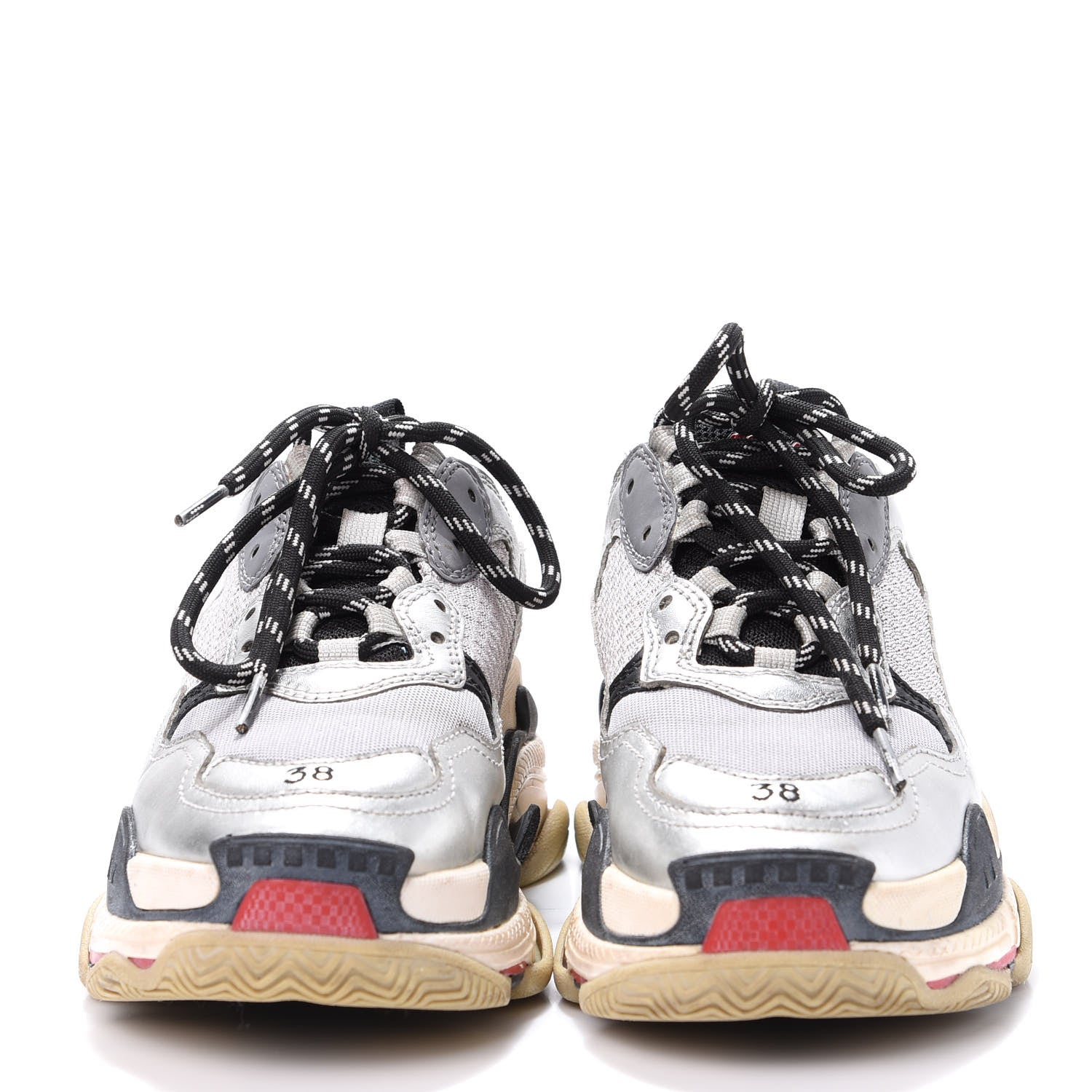 Balenciaga Mesh Nubuck Womens Triple S Sneakers 38 Black Argent 2 of 9