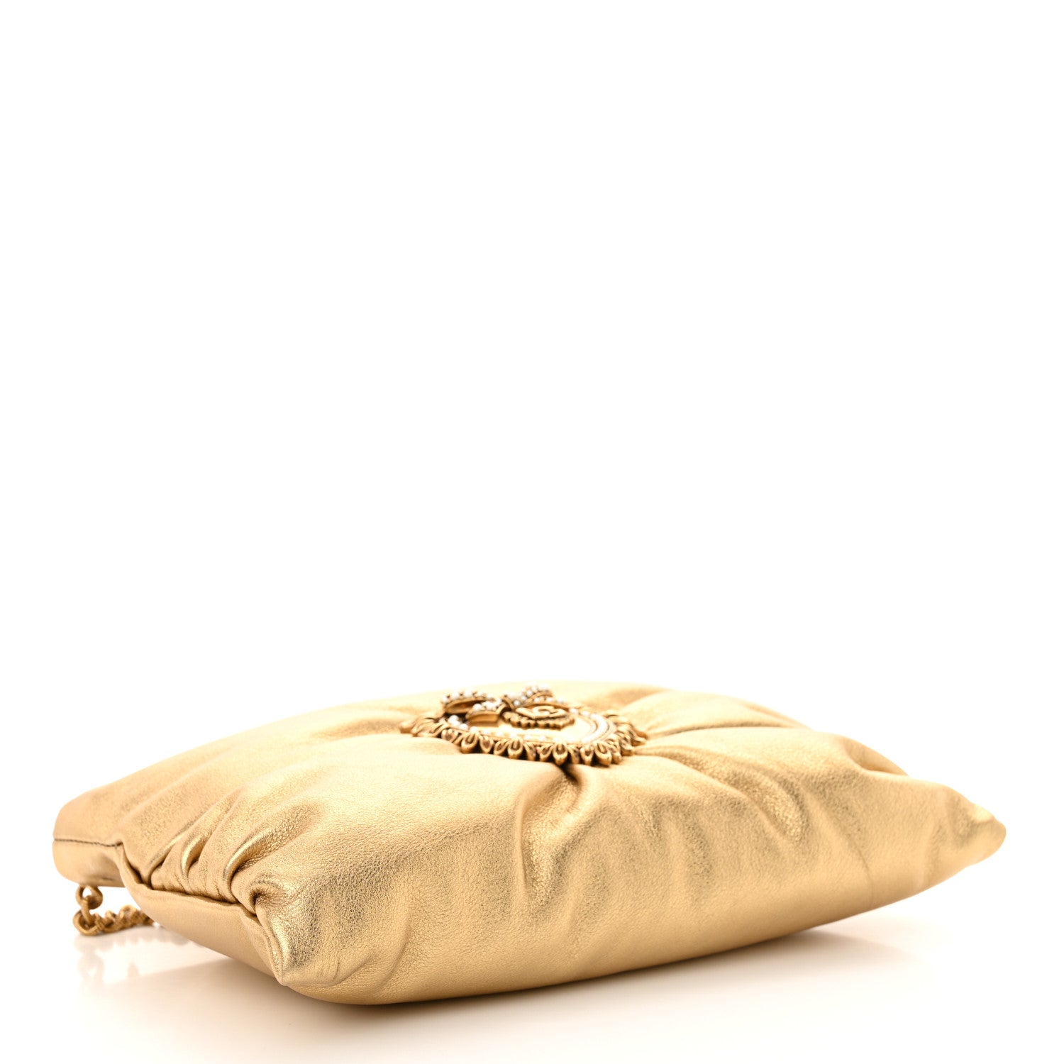 Dolce & Gabbana Calfskin Devotion Clutch With Chain Gold 4 of 10