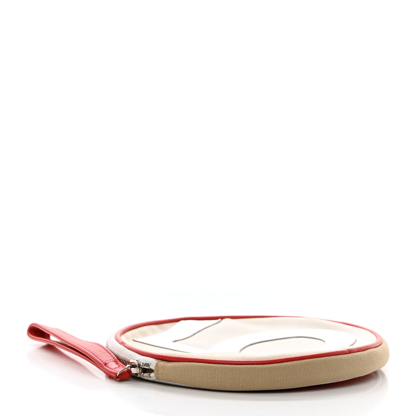 Canvas Metallic Calfskin N°5 Round Wristlet Clutch Beige Red Blue