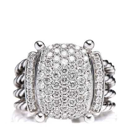 David Yurman Sterling Silver Diamond 16mm Wheaton Ring 57 8 1 of 5