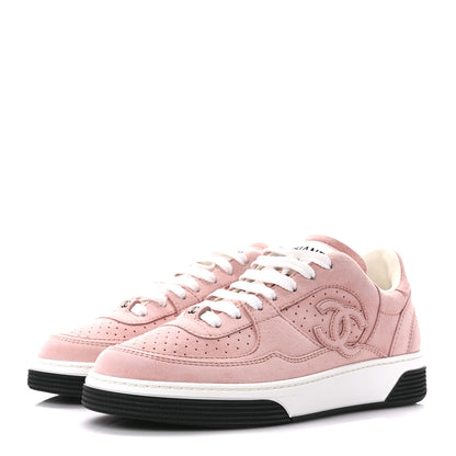 Chanel Suede Womens CC Sneakers 36.5 Pink 3 of 10