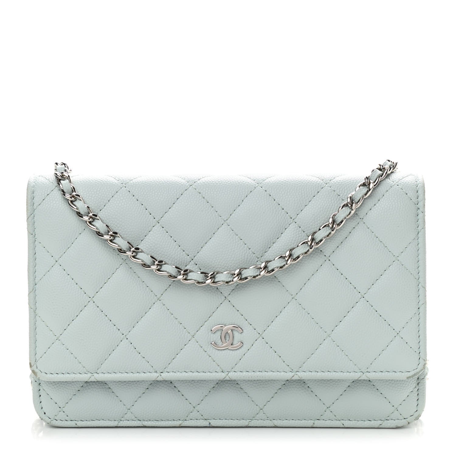 Chanel Caviar Quilted Wallet On Chain WOC Light Blue 1 of 12