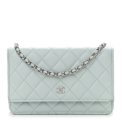 Chanel Caviar Quilted Wallet On Chain WOC Light Blue 1 of 12