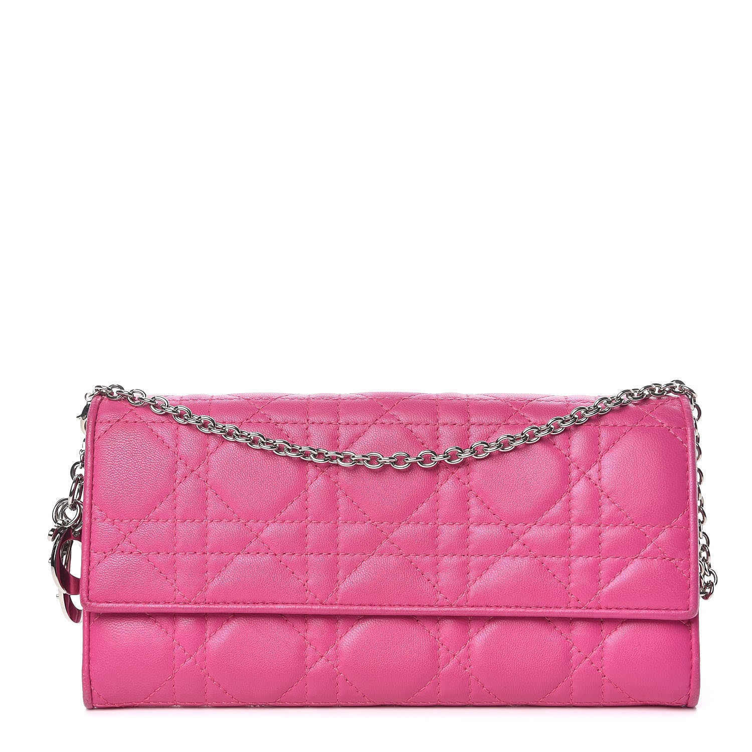 Christian Dior Lambskin Cannage Rendezvous Chain Wallet Pink 1 of 14