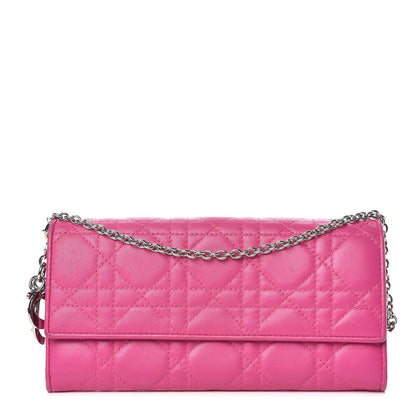 Christian Dior Lambskin Cannage Rendezvous Chain Wallet Pink 1 of 14