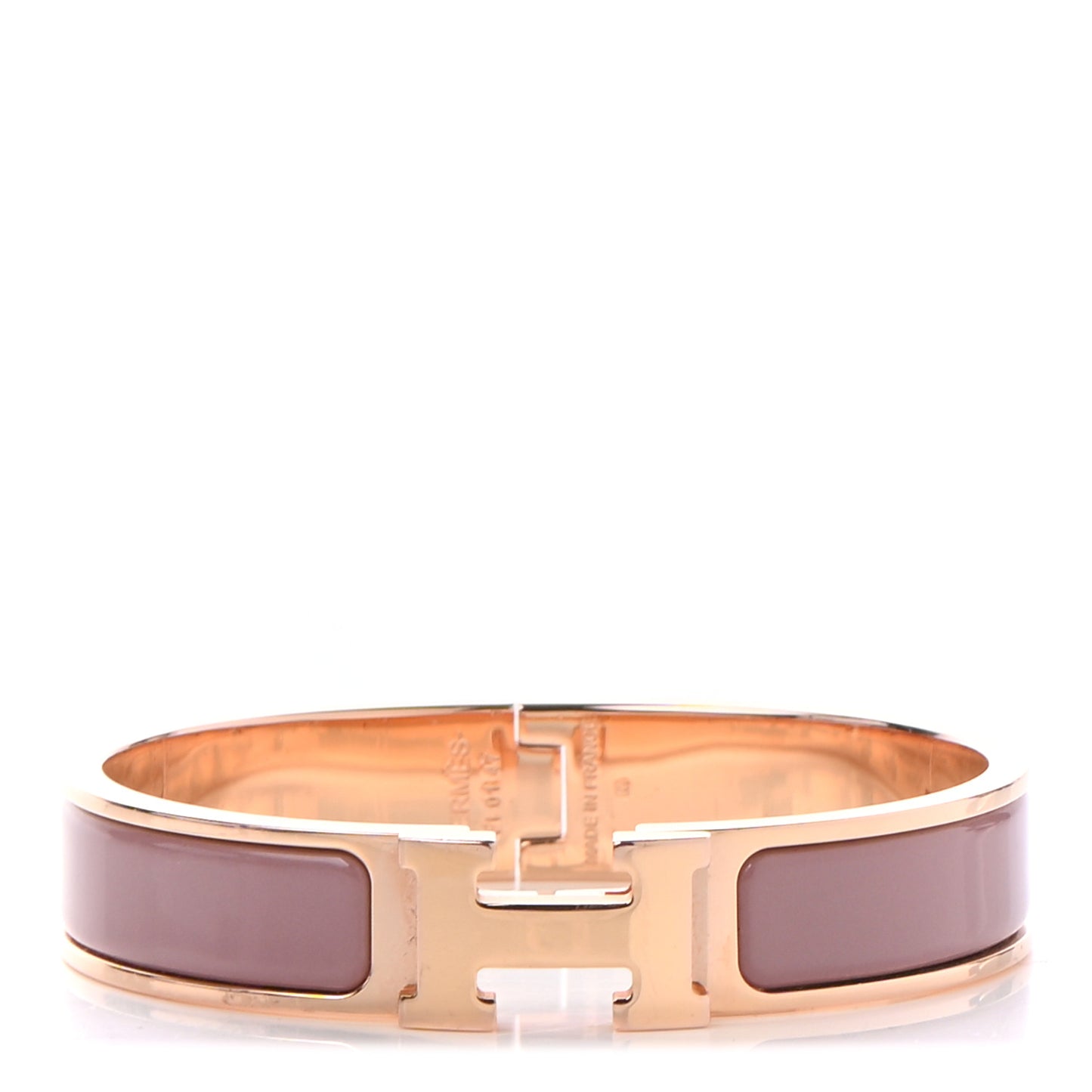 Enamel Narrow Clic Clac H Bracelet PM Bois De Rose