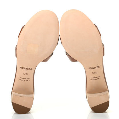 Hermes Calfskin Oasis Sandals 37.5 Gold 5 of 8
