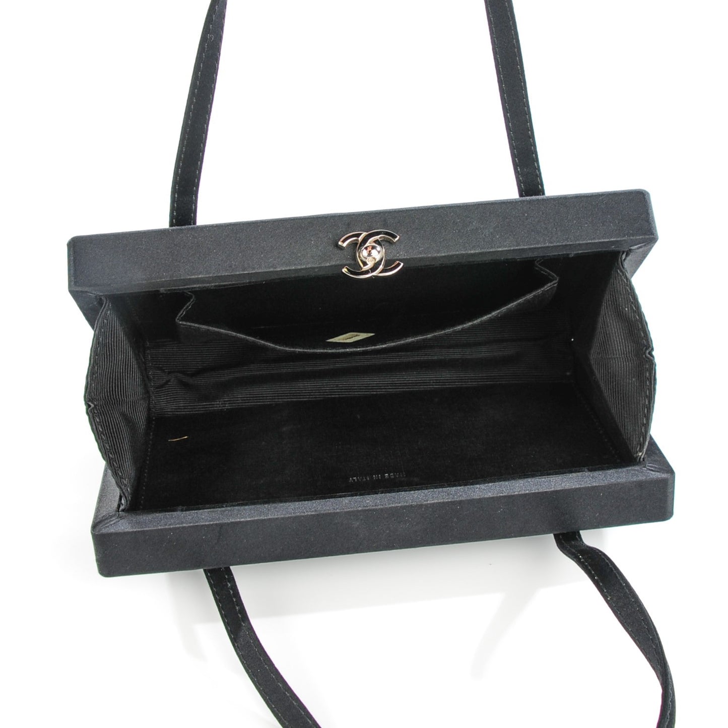 Satin Quilted Evening Bag Black