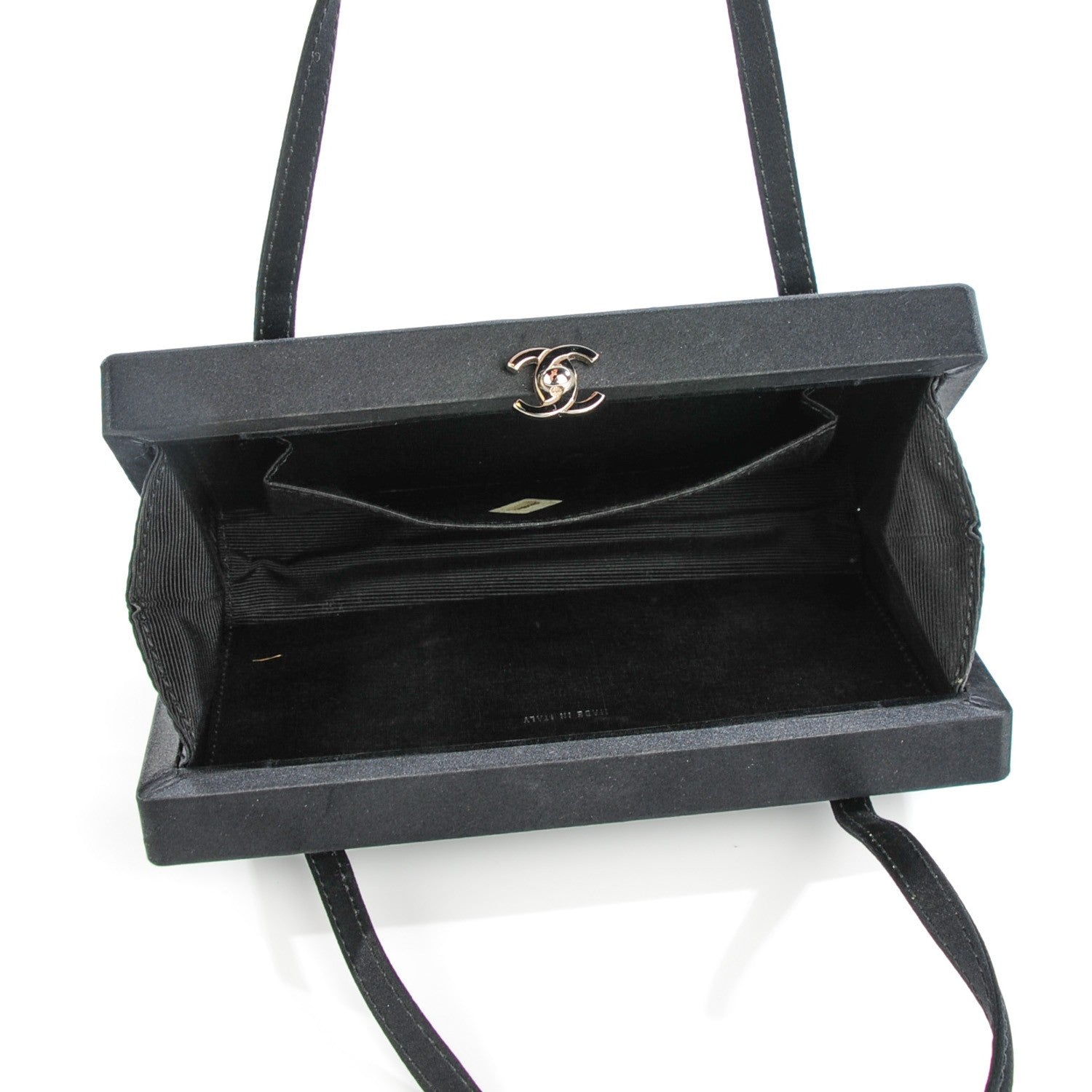 Chanel Satin Quilted Evening Bag Black 6 of 9